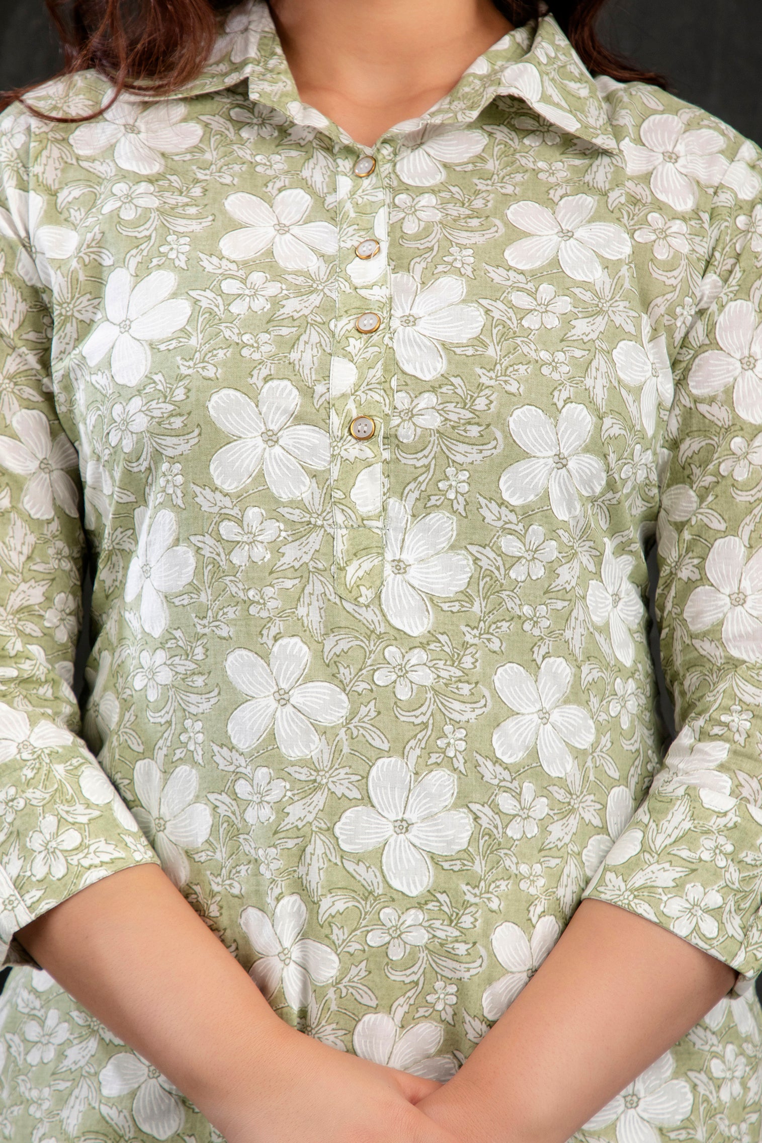 Mint Green Floral Printed Kurta Palazzo Set for Women