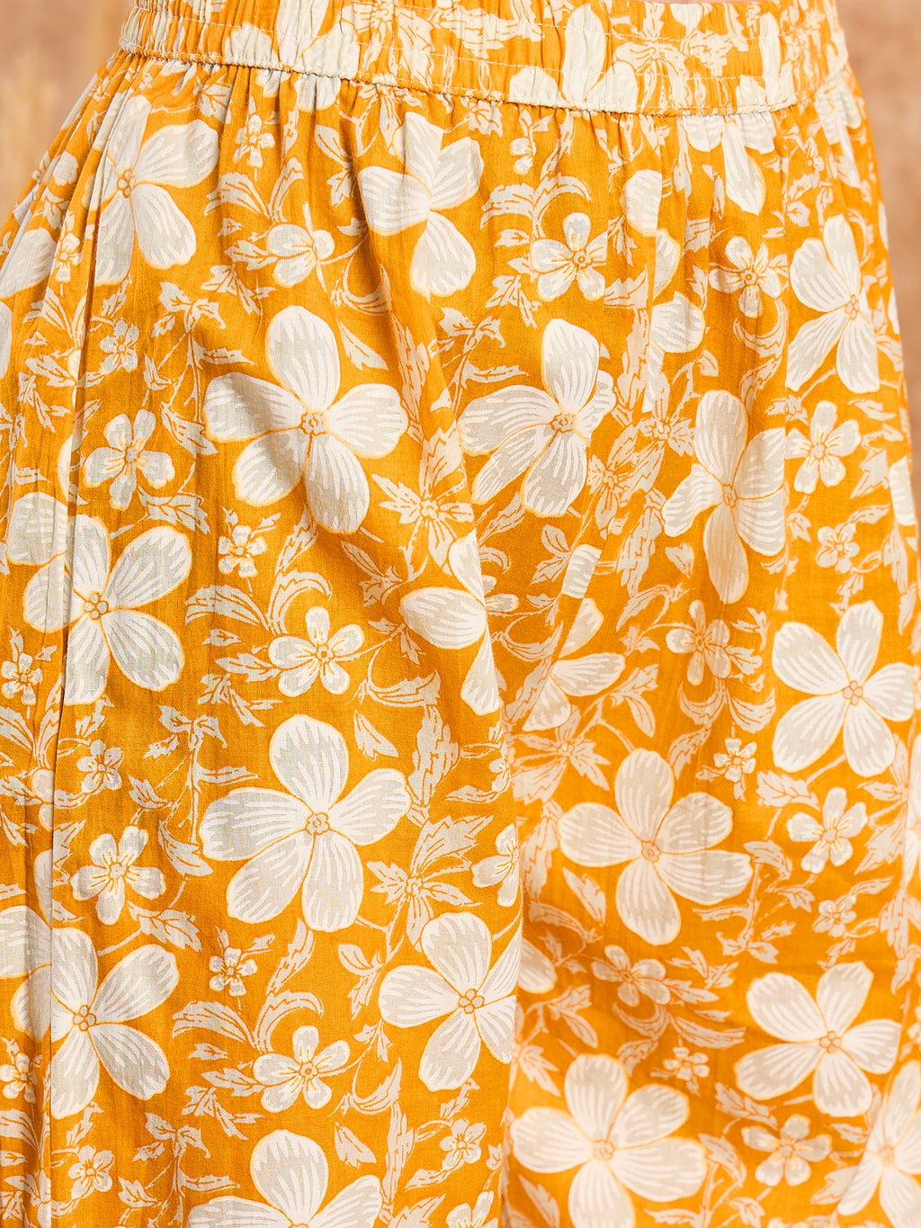 Mustard Floral Printed Kurta Pant Co-Ord Set