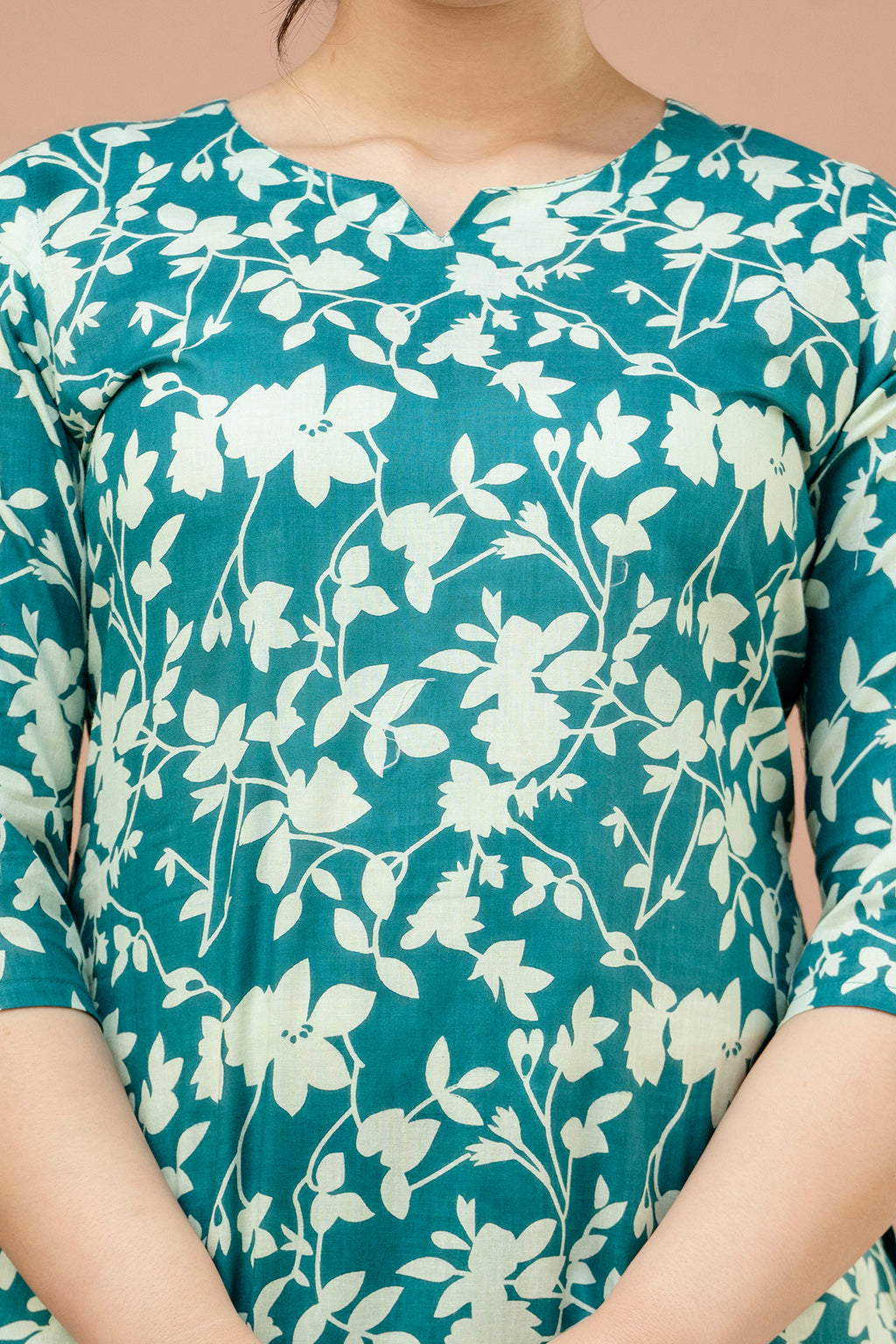 Women Rama Green Floral Printed Co-Ord Set