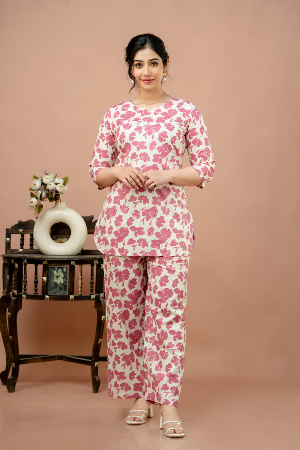 Women Pink Floral Printed Co-Ord Set