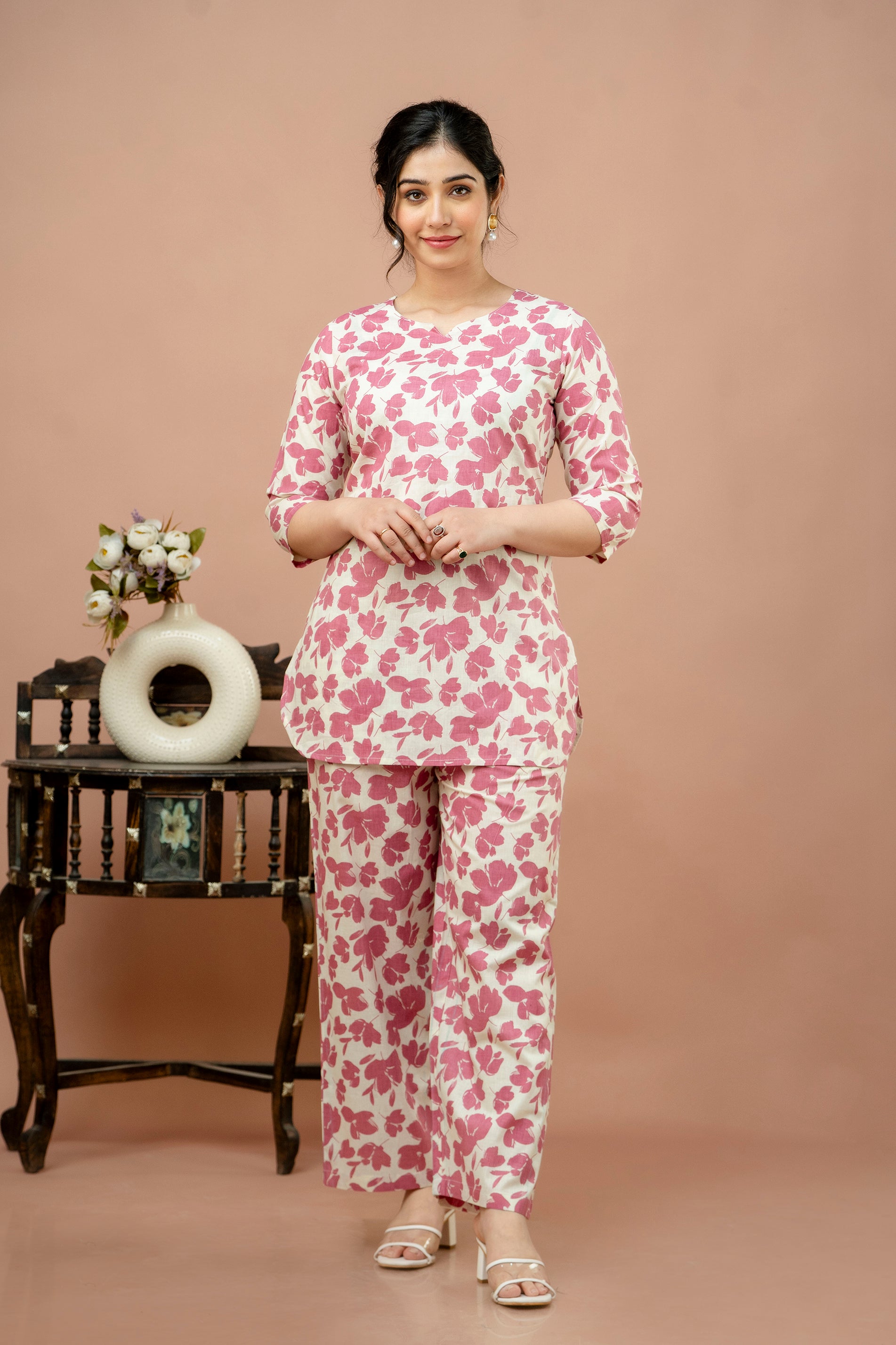 Women Pink Floral Printed Co-Ord Set