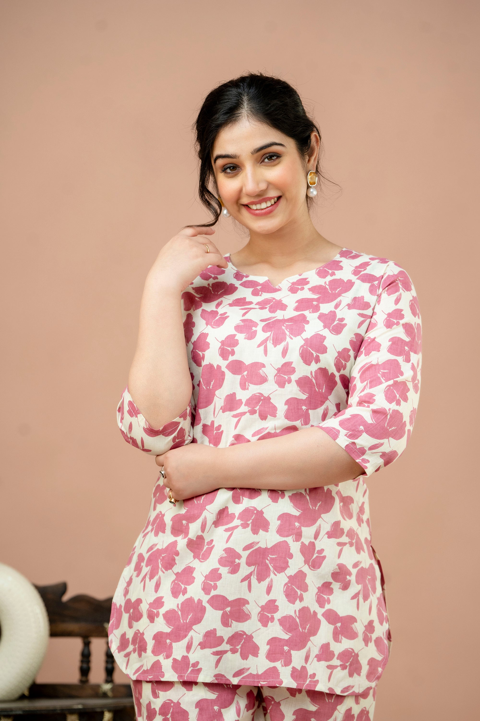 Women Pink Floral Printed Co-Ord Set