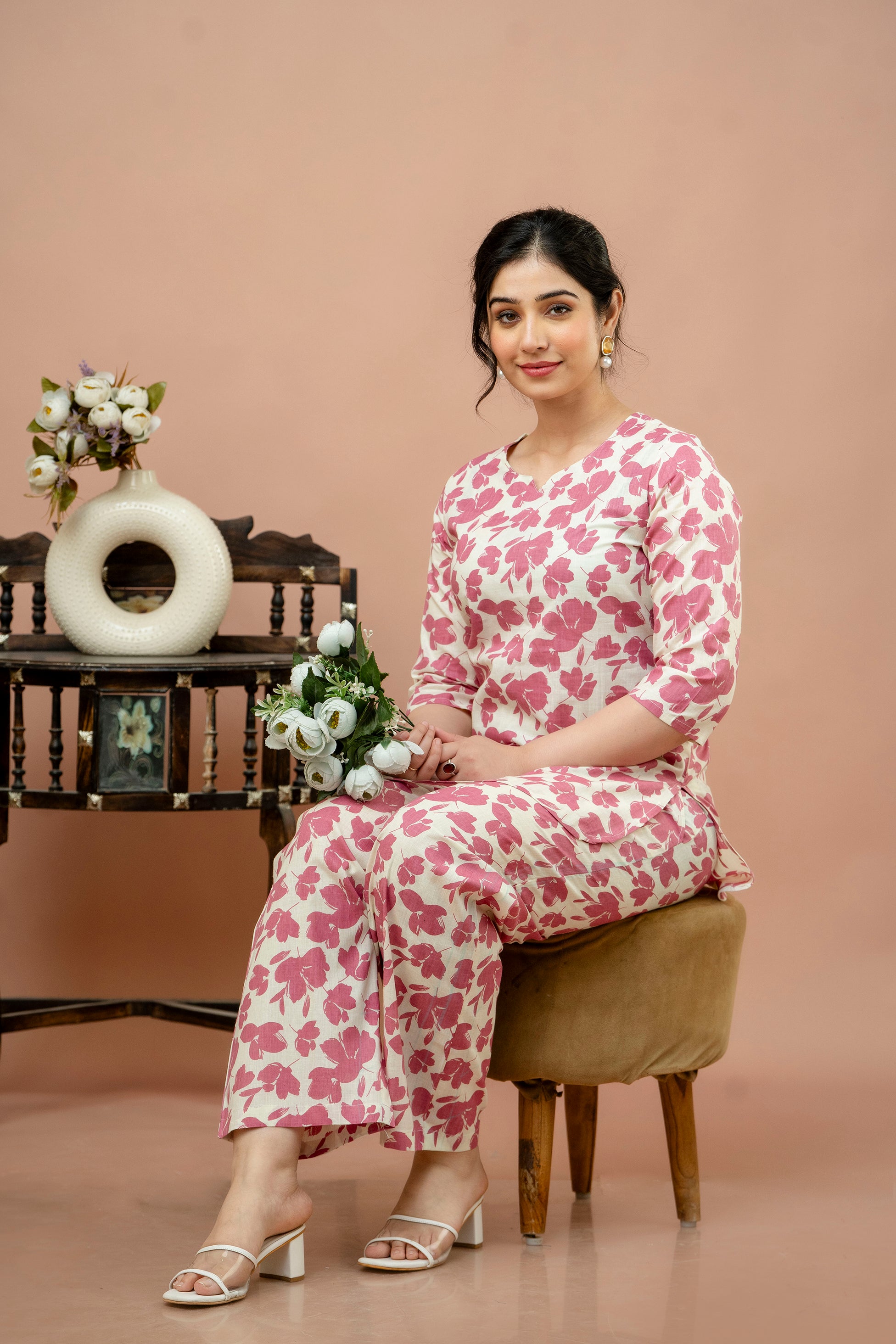 Women Pink Floral Printed Co-Ord Set