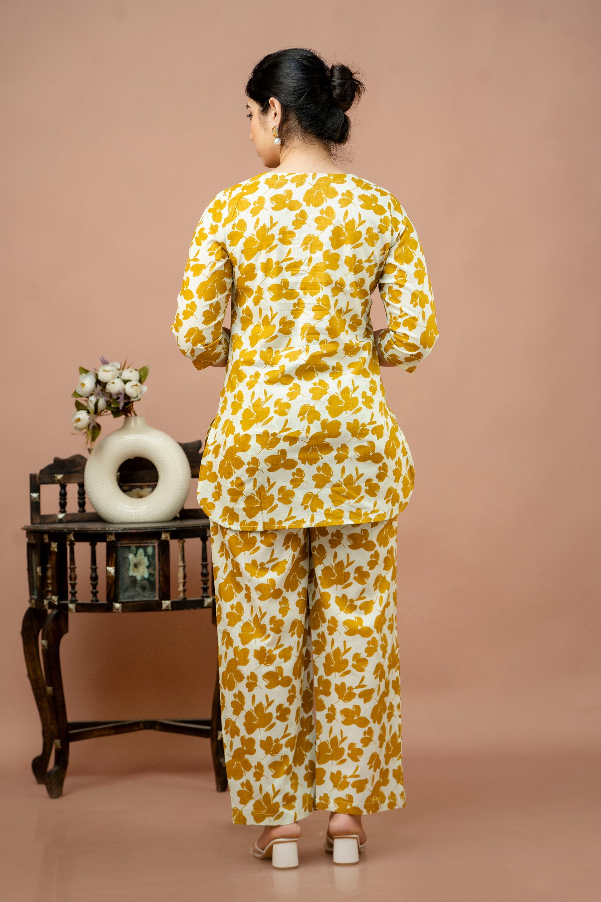 Women Mustard Floral Printed Co-Ord Set