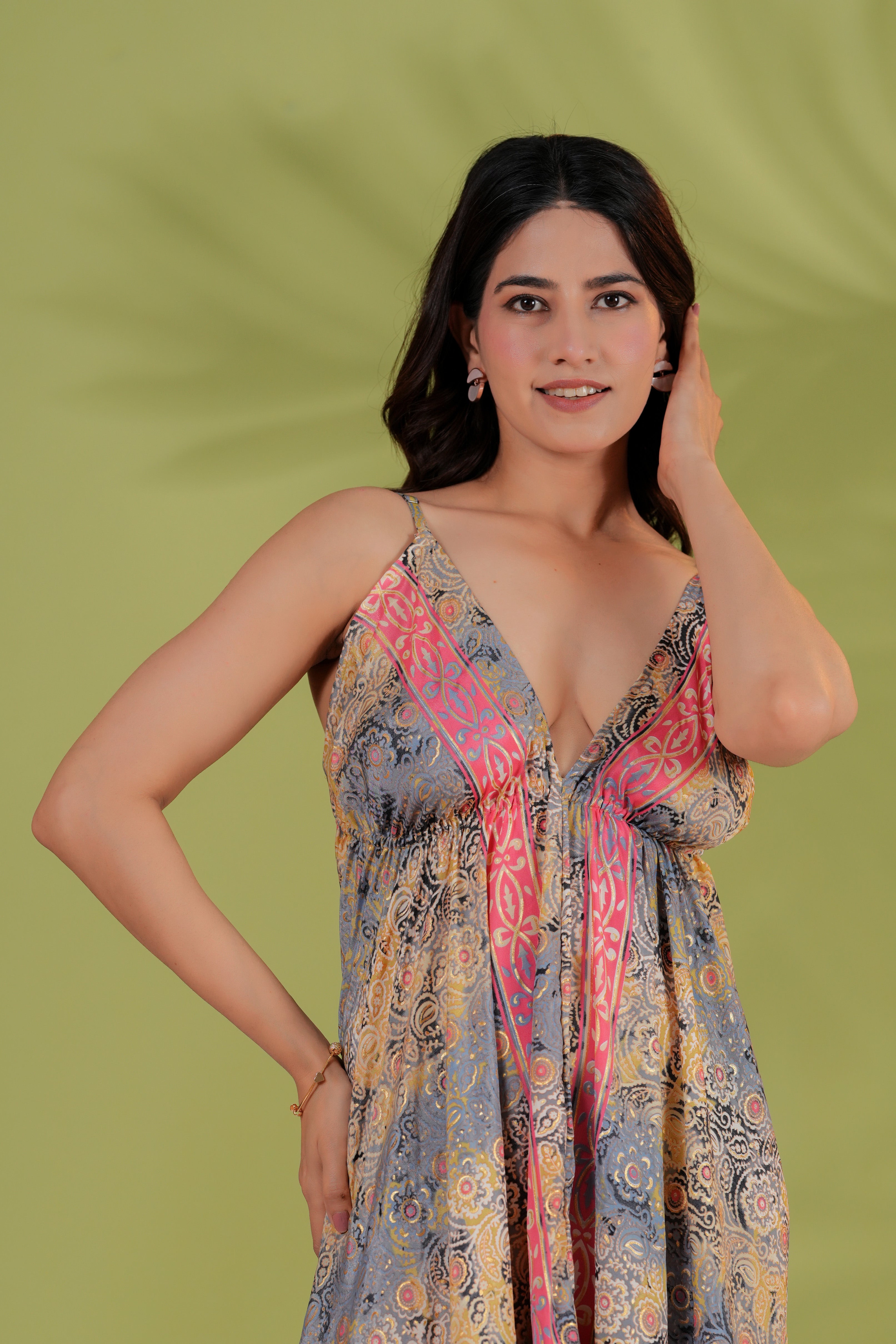 RAYSHA Elegant Printed Tiered Maxi Dress