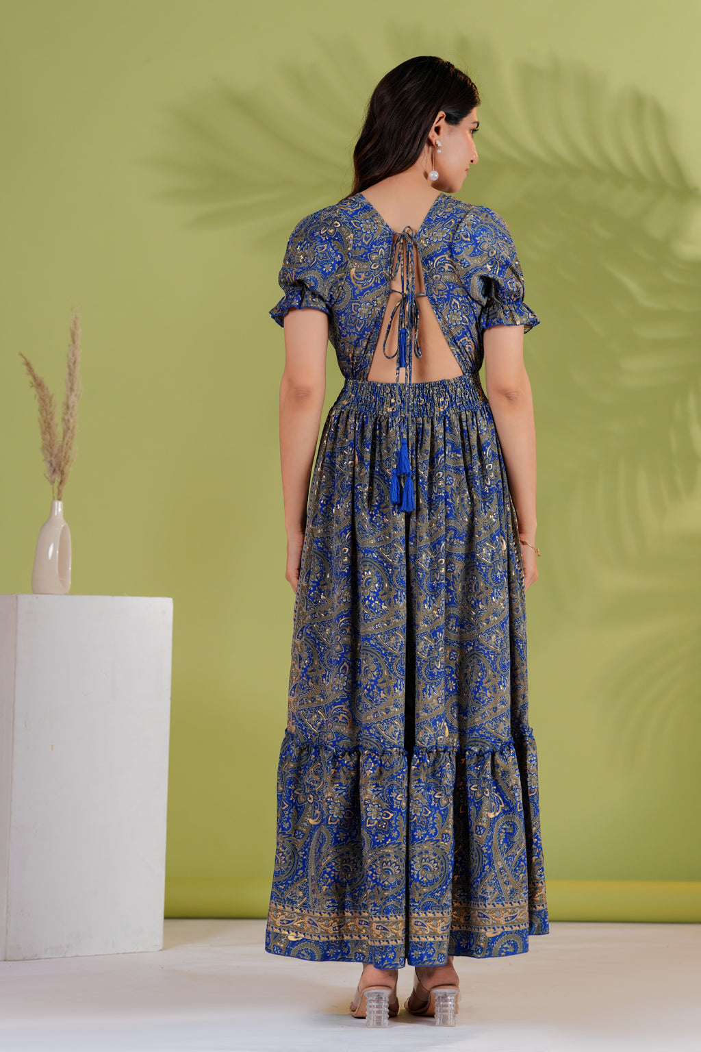 Raysha Royal Paisley Flare Maxi Dress – Ink Blue