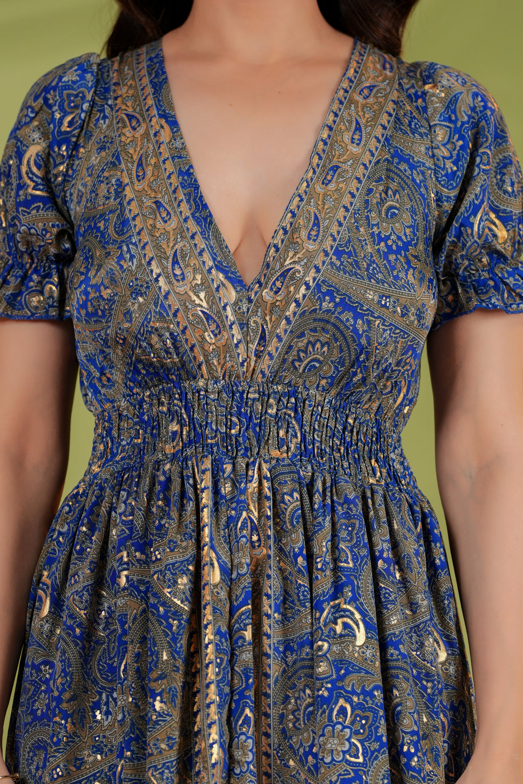 Raysha Royal Paisley Flare Maxi Dress – Ink Blue