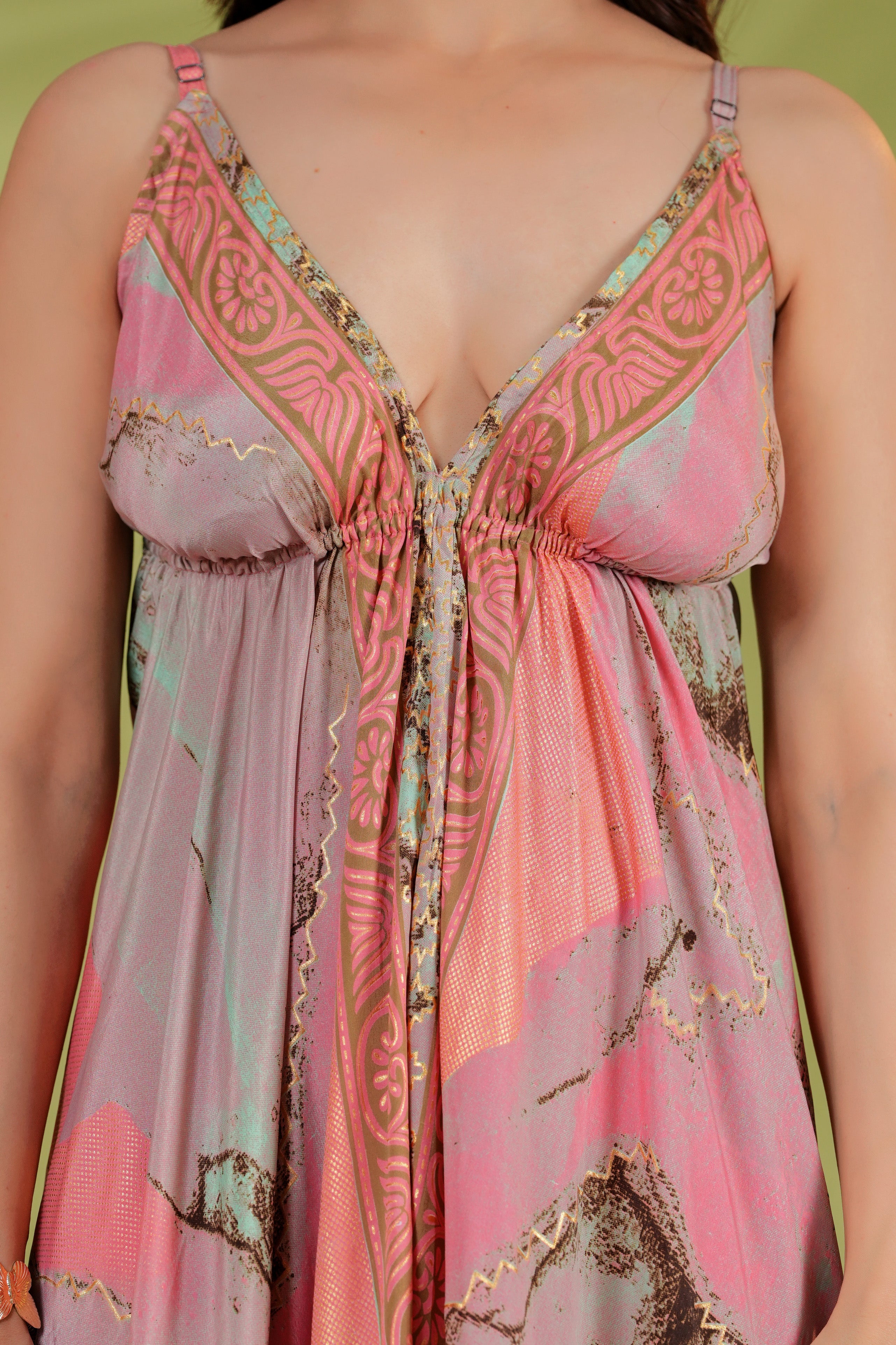 RAYSHA Blush Pink Printed Tiered Maxi Dress