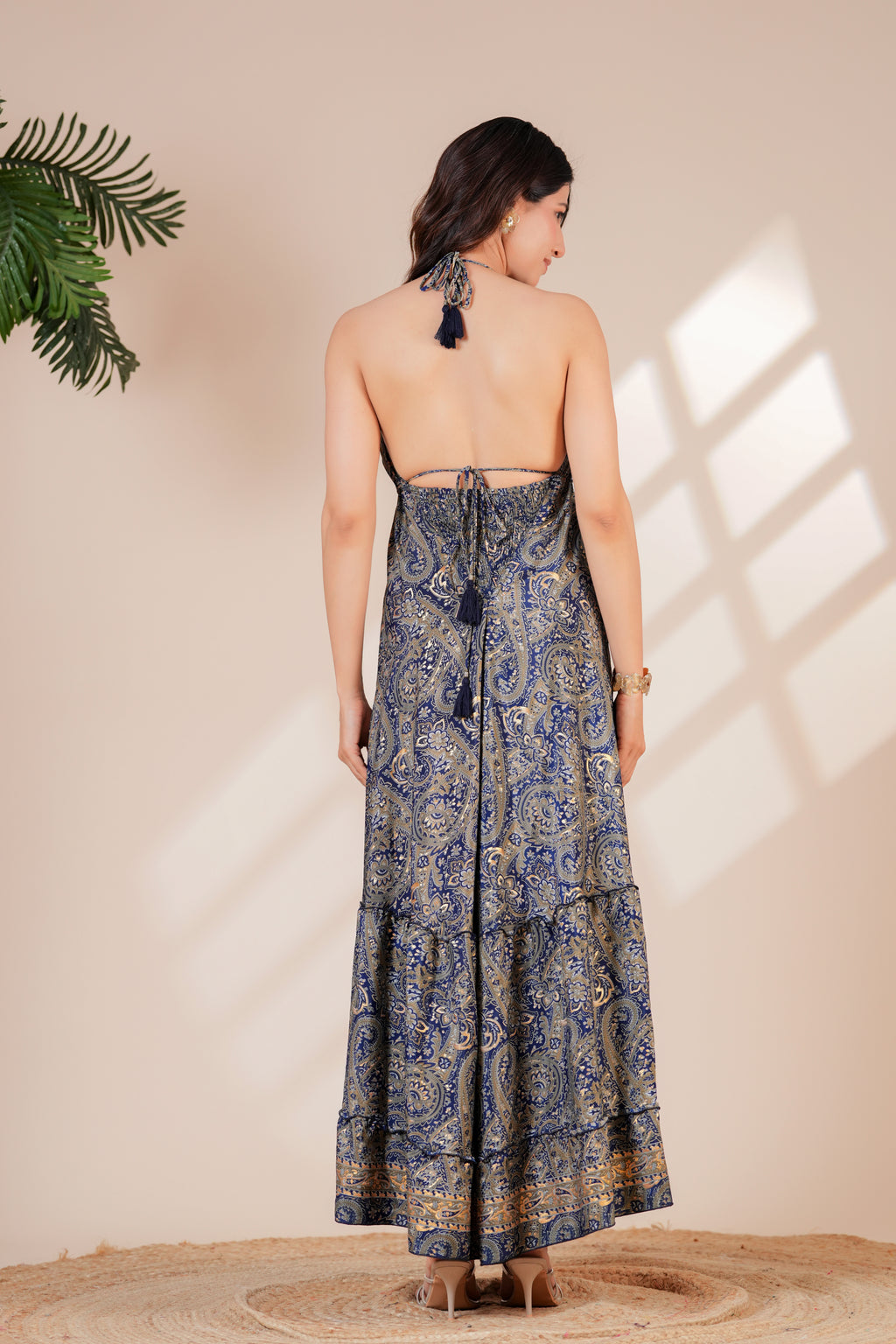 Raysha Midnight Paisley Halter Maxi Dress