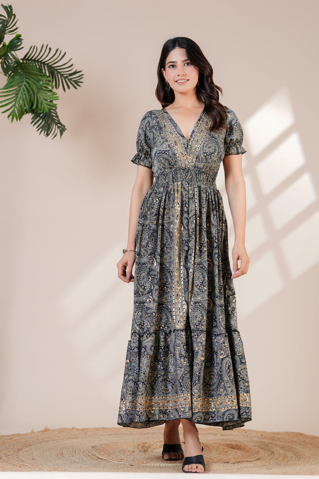 Raysha Elegant Paisley Printed Maxi Dress
