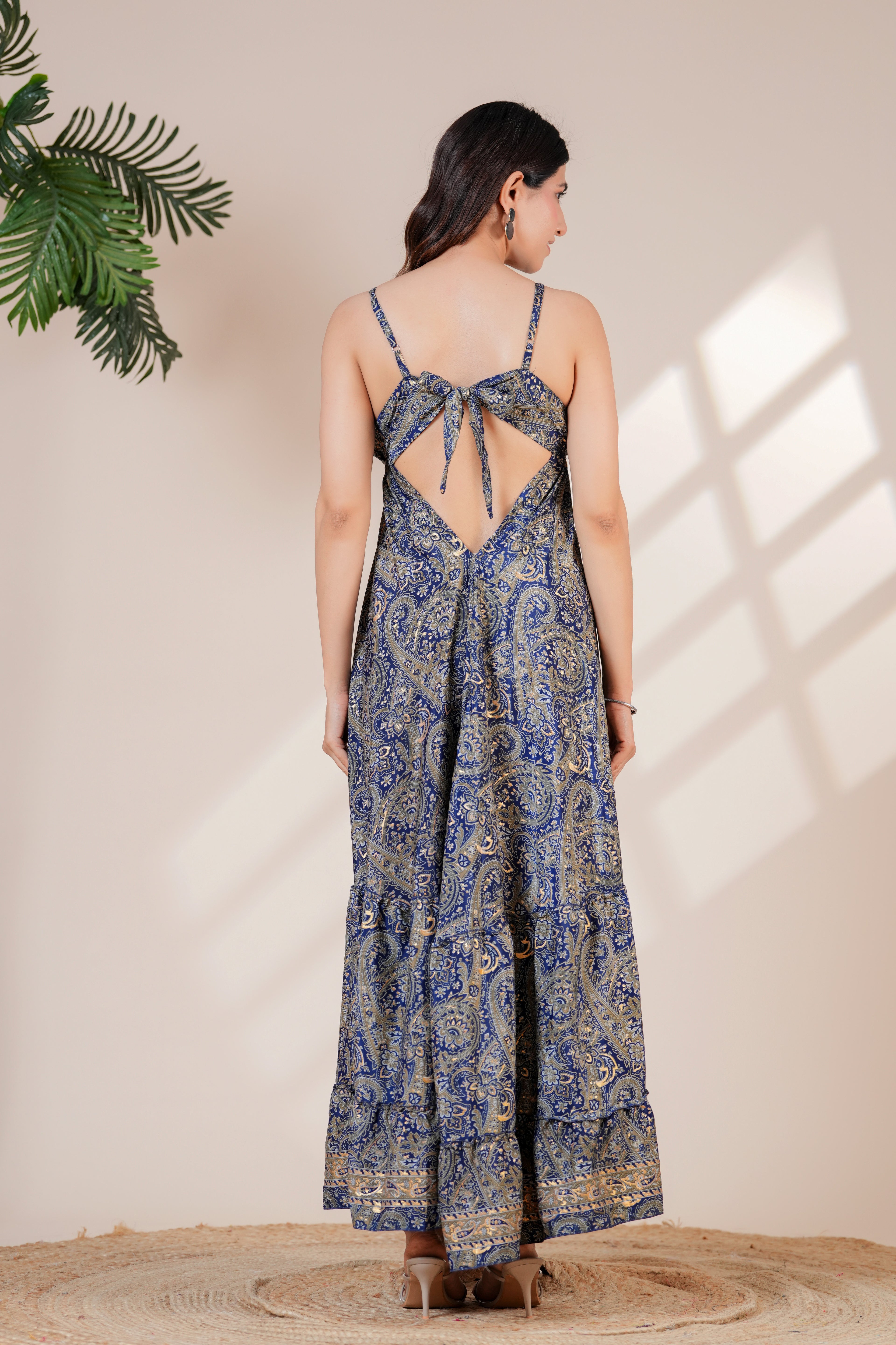 Raysha Ink Blue Paisley Flare Maxi Dress