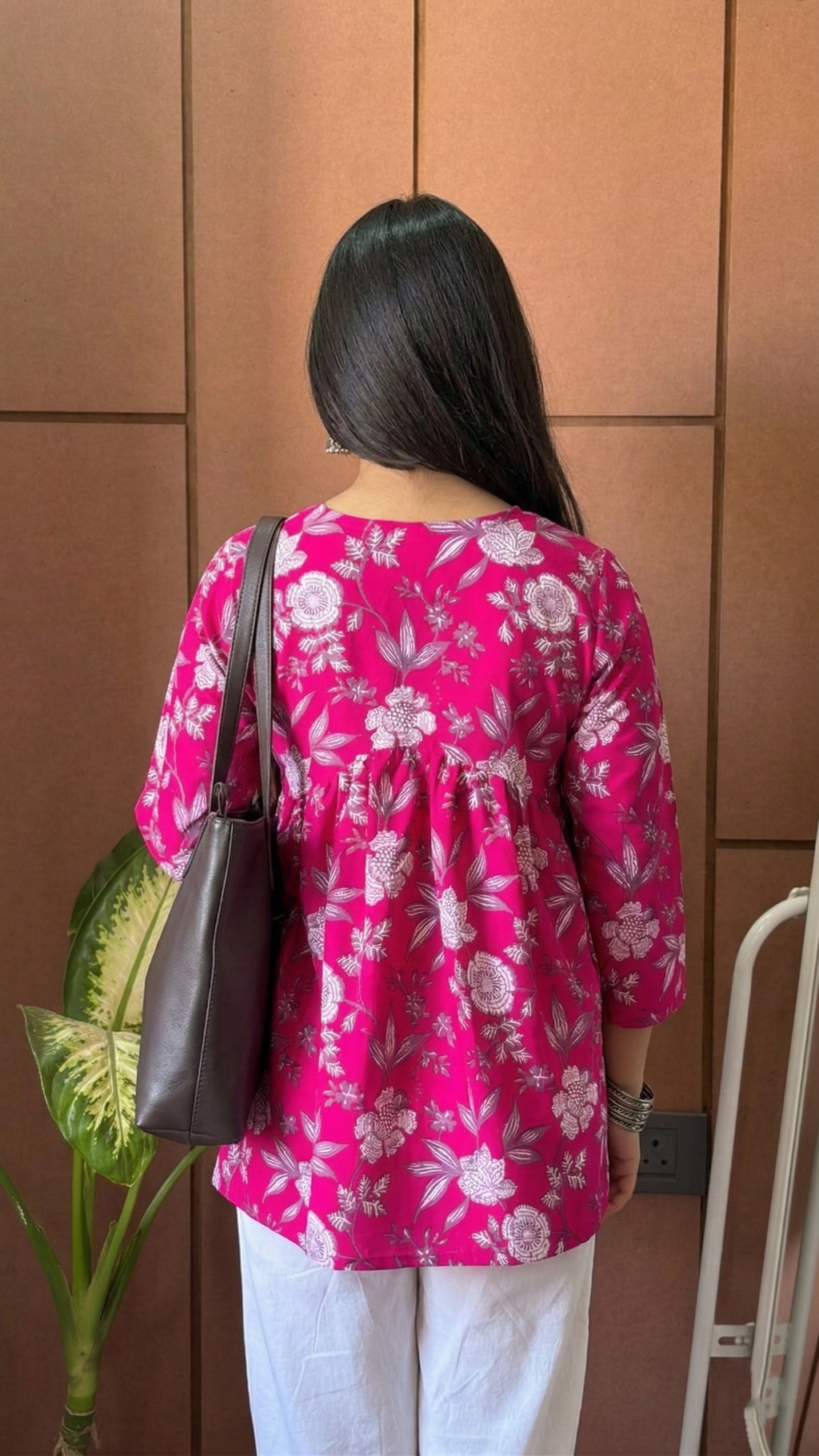Pink Floral Printed Peplum Top