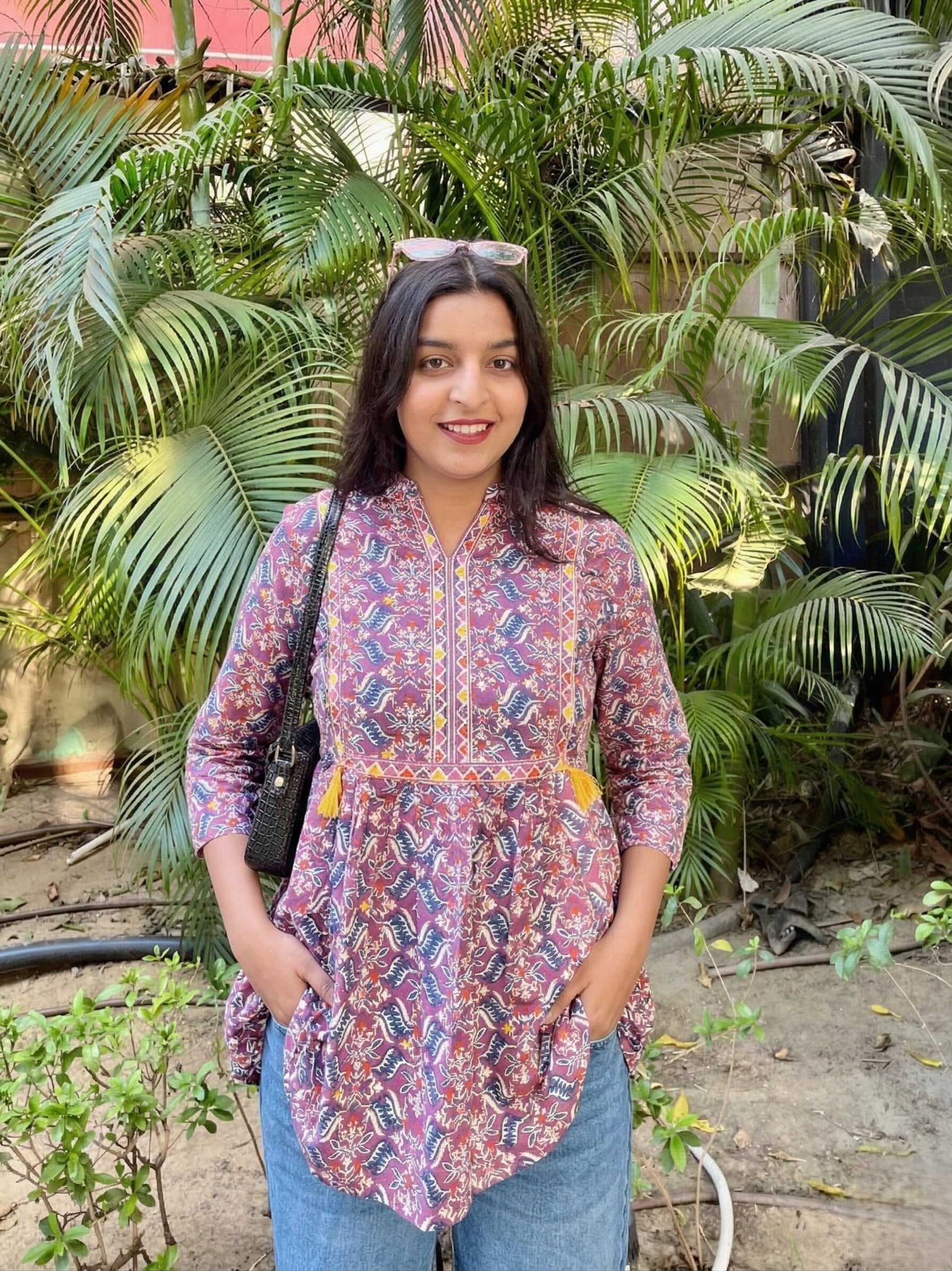 Purple Printed Boho Tunic Top