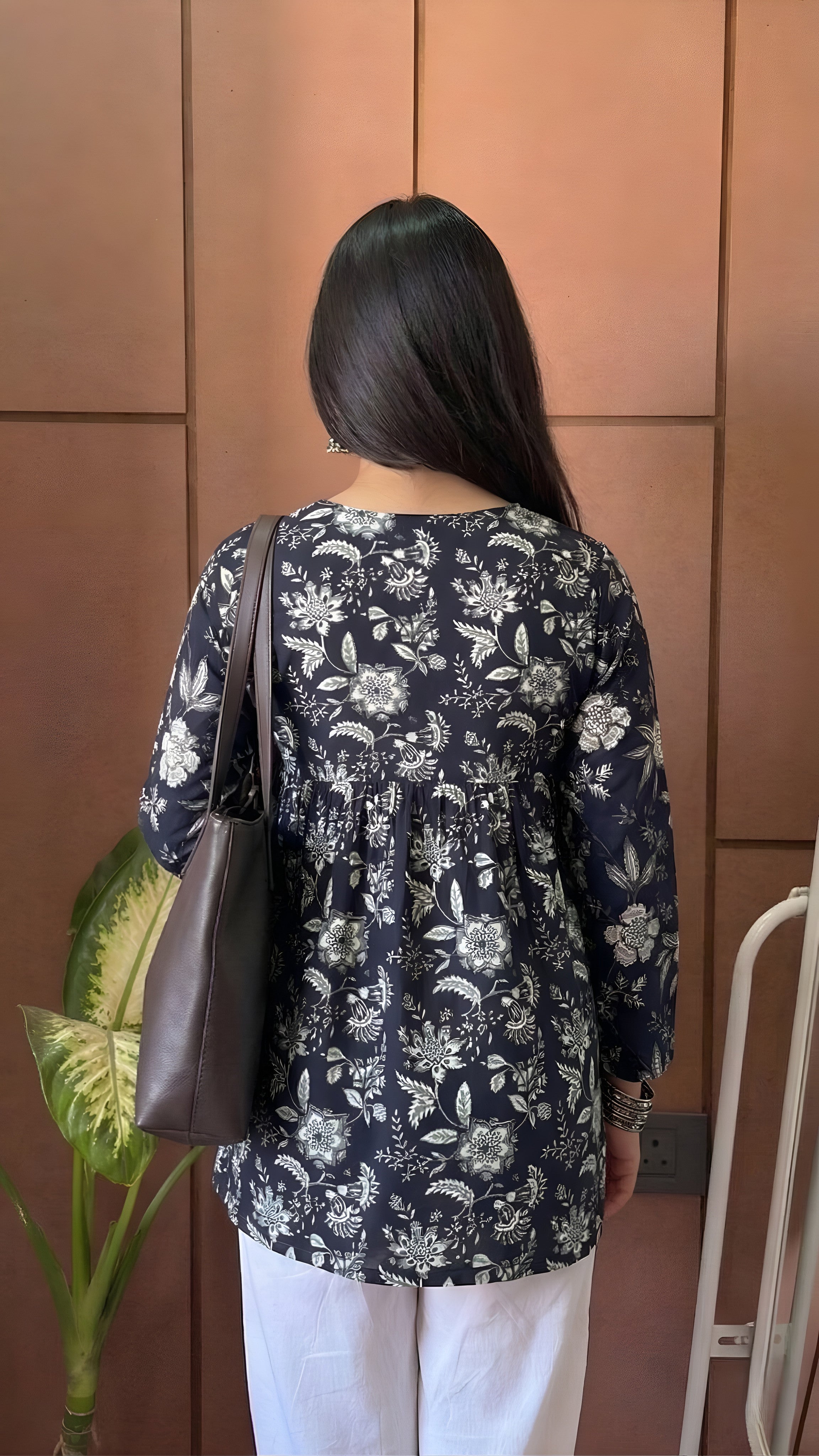 Floral Grace Black Peplum Top