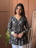 Floral Grace Black Peplum Top