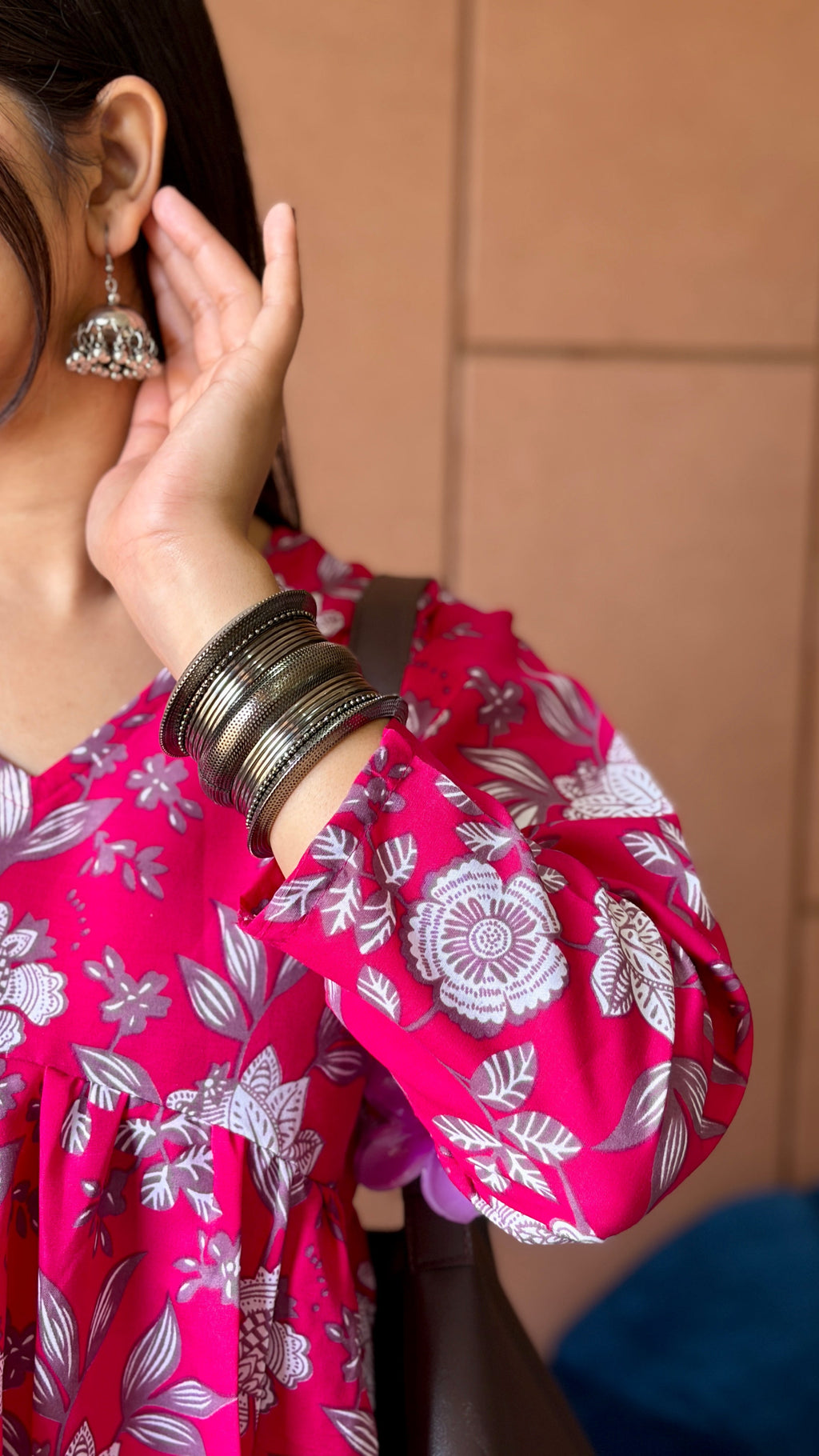 Pink Floral Printed Peplum Top