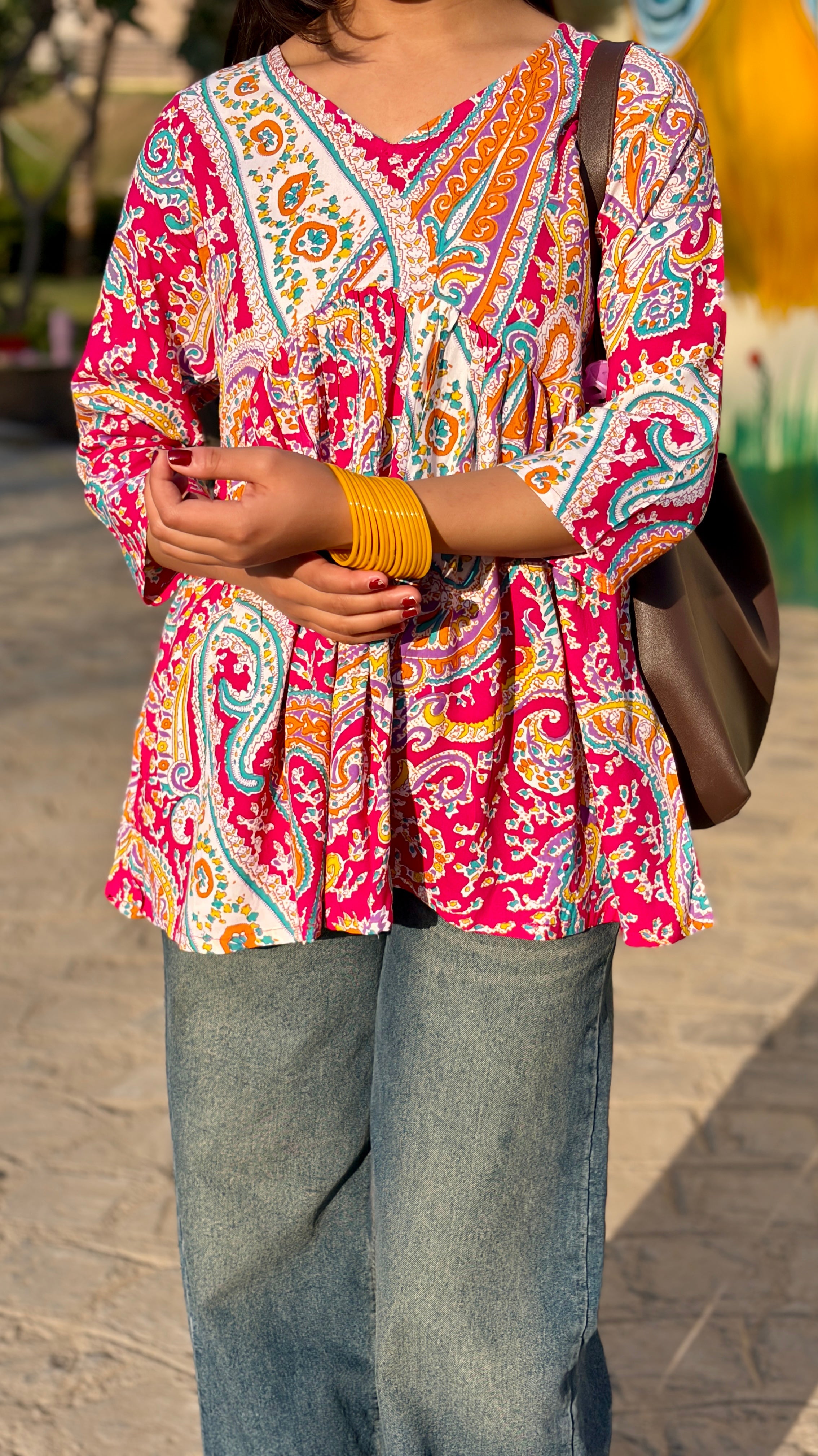 Vibrant Paisley Print Cotton Top