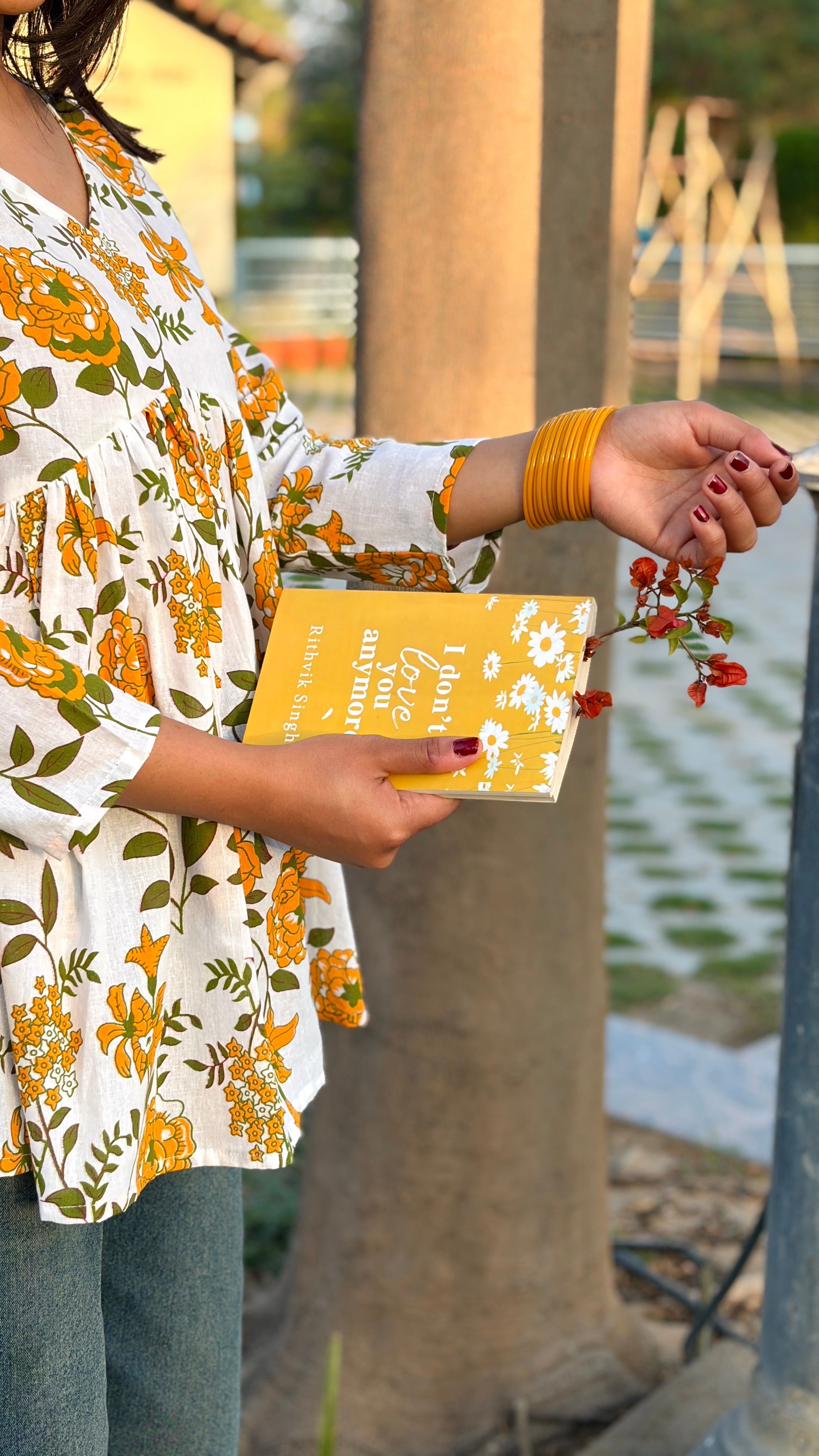 Mustard Bloom Cotton Peplum Top