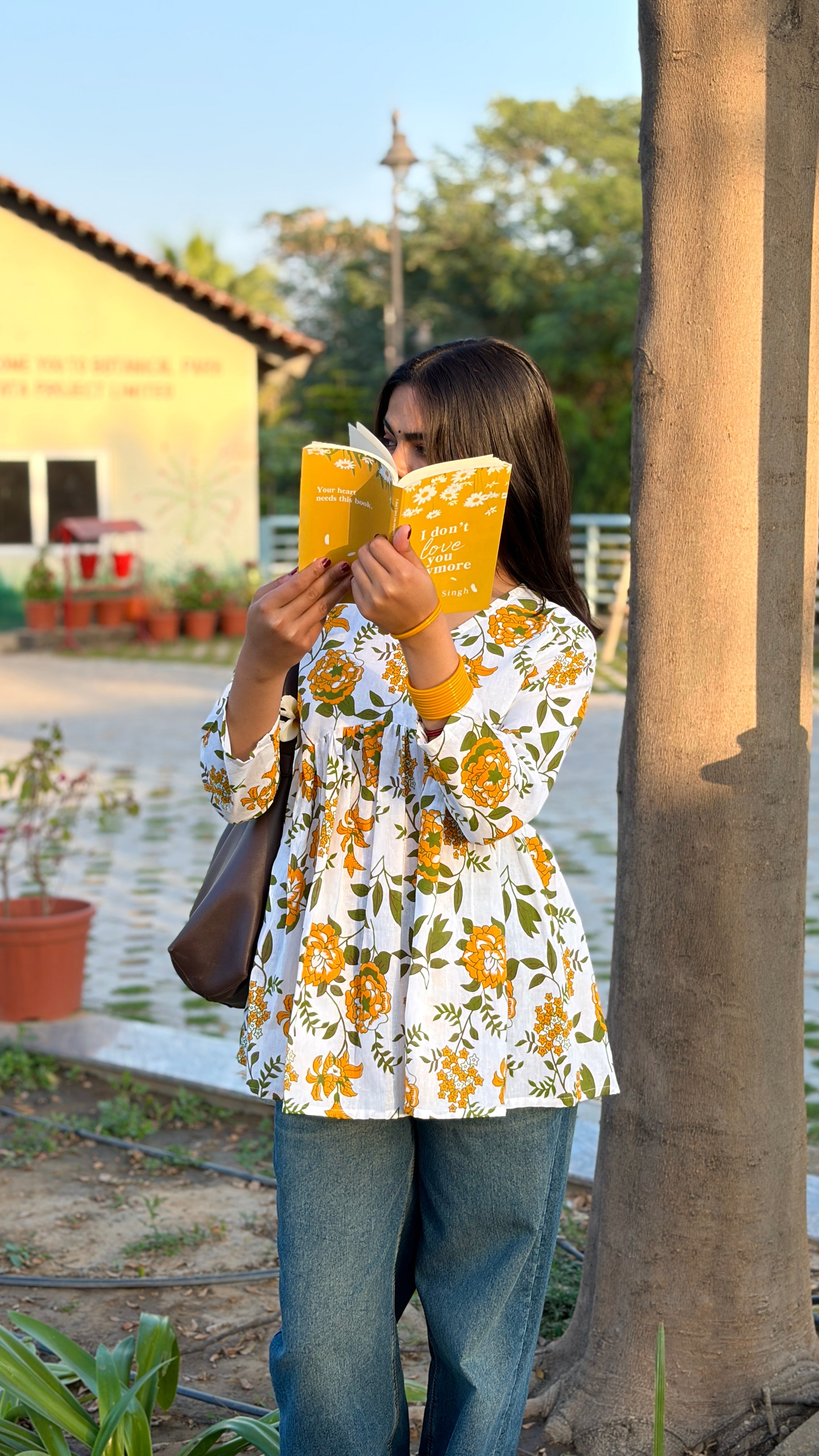 Mustard Bloom Cotton Peplum Top