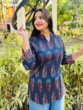 Black Printed Cotton Top