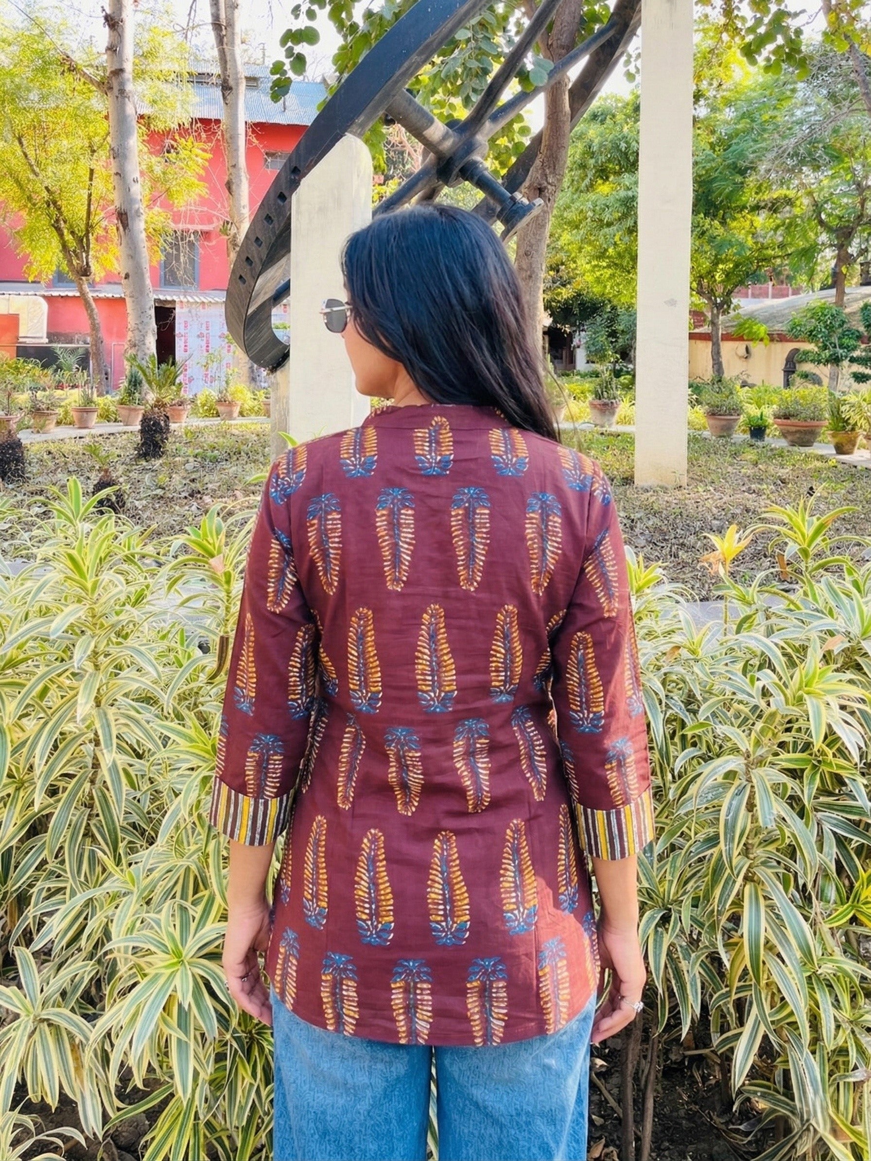 Rust Printed Cotton Top – Effortless Everyday Elegance