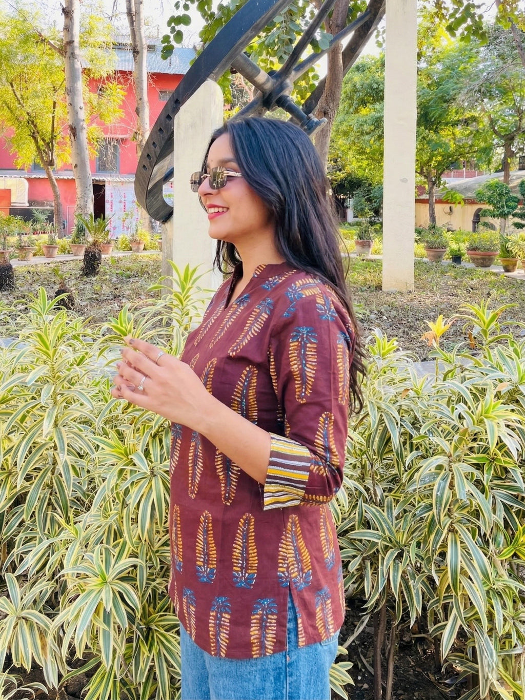 Rust Printed Cotton Top – Effortless Everyday Elegance