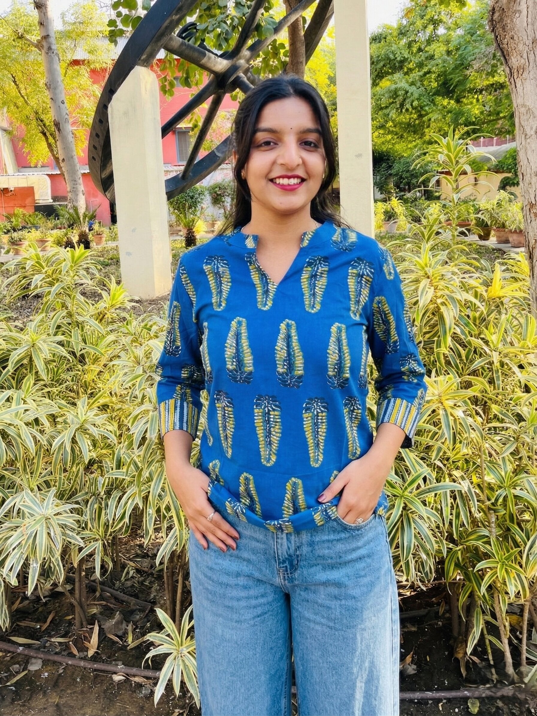 Blue Printed Cotton Kurti – Effortless Everyday Elegance