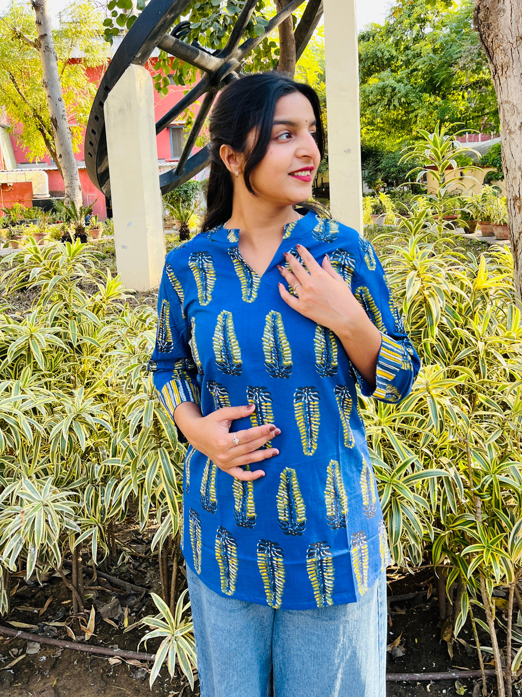 Blue Printed Cotton Kurti – Effortless Everyday Elegance