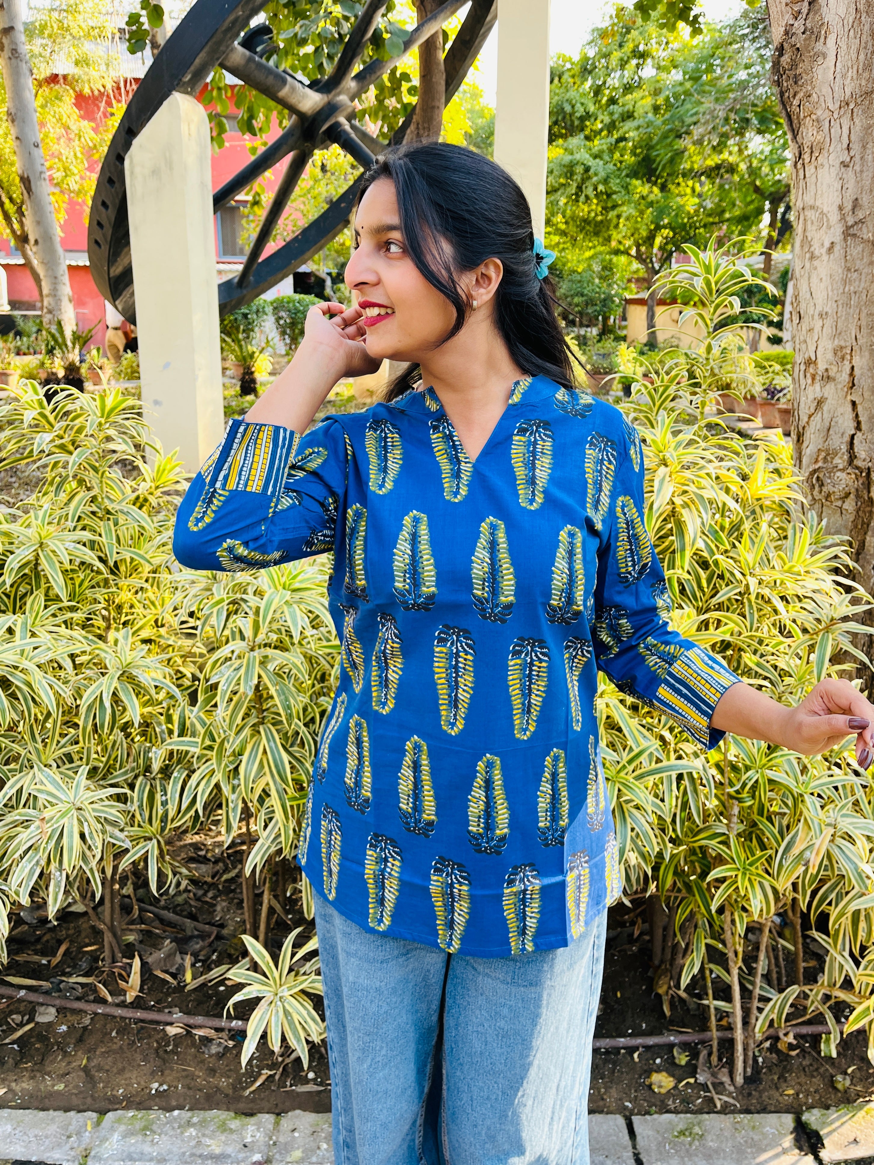 Blue Printed Cotton Kurti – Effortless Everyday Elegance