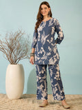 Grey Floral Printed Co-Ord Set for Women